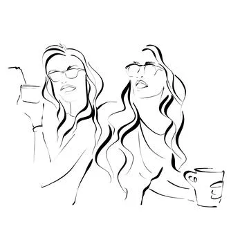 Two girls with a cup Stock Illustration