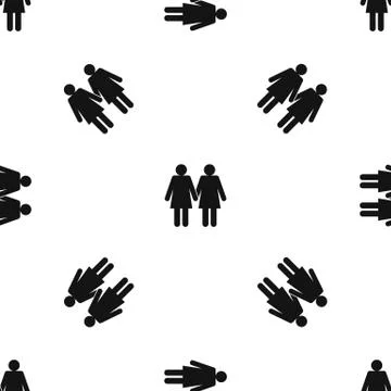 Two girls lesbians pattern seamless black Stock Illustration