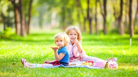 Two Girls Playing in Park Stock Footage 56065853