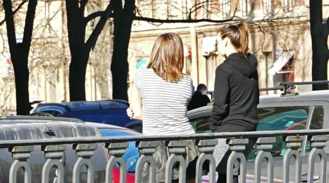 Two Girls Talking View from Behind Video stock 51174213