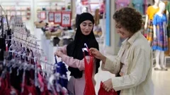 Two Friends Consult Choose And Try On Bras In Massmarket Store In Shopping  Center Caucasian And Armenian Woman Communicate And Discuss Choosing  Purchase Two Girls Girlfriends In Mall On Shopping Stock Video 