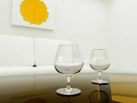 Two glass on table in room Stock Illustration