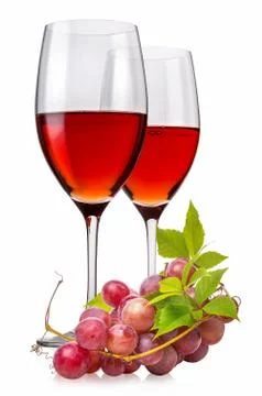 Two glasses and grape Stock Photos