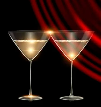 Two glasses and red drape 스톡 일러스트