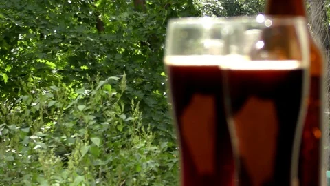 Two glasses of beer and bottle Stockbeeldmateriaal 91622954