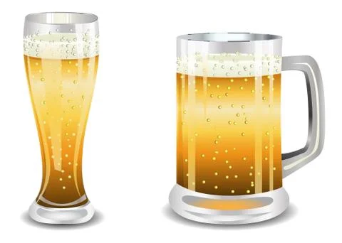 Two glasses of beer Stock Illustration