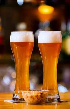 Two glasses of beer Stock Photos