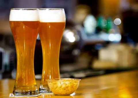 Two glasses of beer Stock Photos