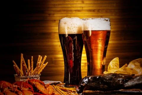 Two glasses of beer Stock Photos