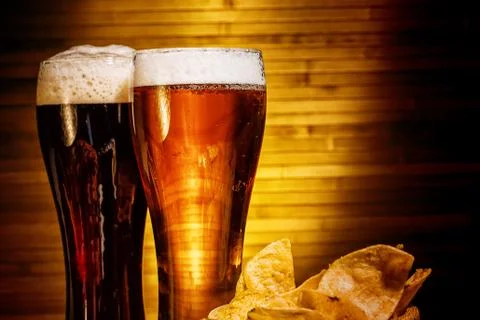 Two glasses of beer Stock Photos