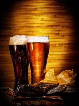Two glasses of beer Stock Photos