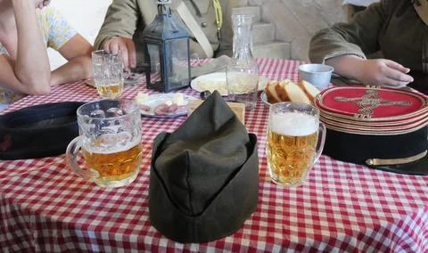 Two glasses of beer on the table Stock Photos