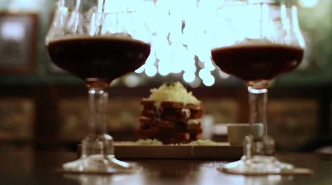 Two Glasses Of Beer On The Table In The Pub Stock Footage 44672518