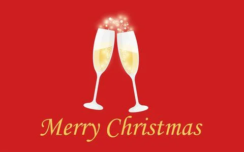 Two Glasses of champagne with bubbles on a red background Stock Illustration