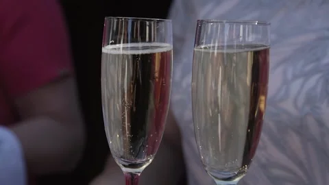 Two glasses of champagne close-up Stock Footage 306147761