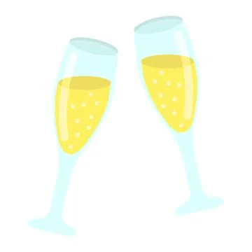 Two glasses of champagne flat icon, valentines day Stock Illustration