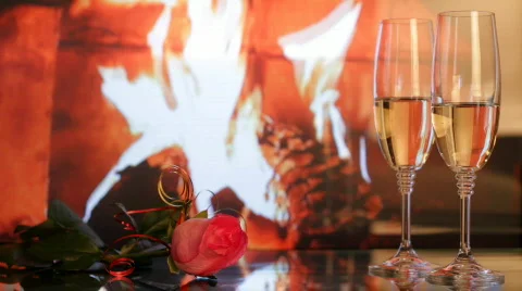 Two glasses with champagne. 動画素材 655544