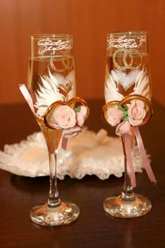 Two glasses of a champagne Stock Photos