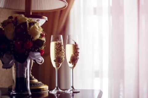 Two glasses of champagne Stock Photos
