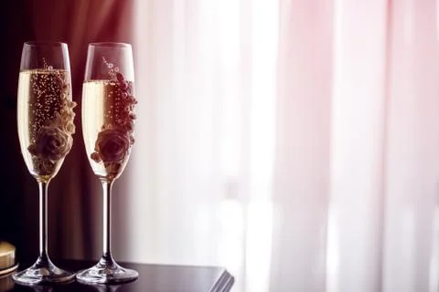 Two glasses of champagne Stock Photos