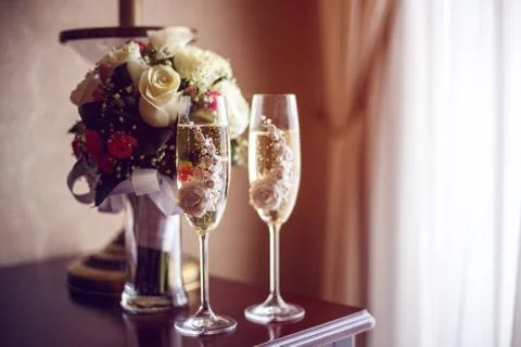 Two glasses of champagne Stock Photos