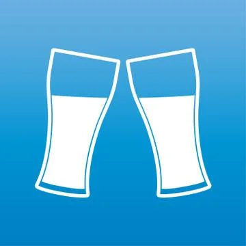 Two glasses. Cheers icon or sign. Vector illustration. Stock Illustration