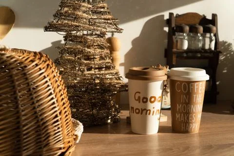 Two glasses of coffee in the kitchen Foto stock