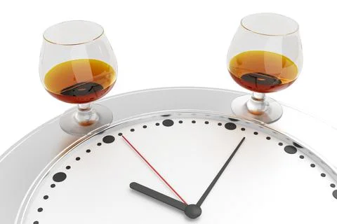 Two glasses with cognac on the dial Stock Illustration
