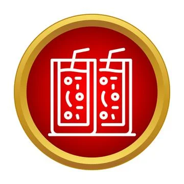 Two glasses of cold beverage with straws icon Stock Illustration