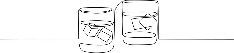 Two glasses with cubes and straws Vector Stock Illustration