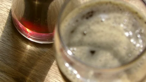 Two glasses of dark beer Stock Footage 91623077