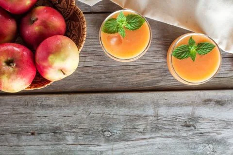 Two glasses of fruit smoothies Stock Photos