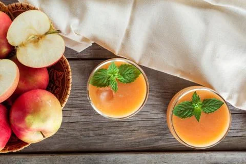 Two glasses of fruit smoothies Stock Photos