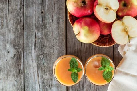 Two glasses of fruit smoothies Stock Photos