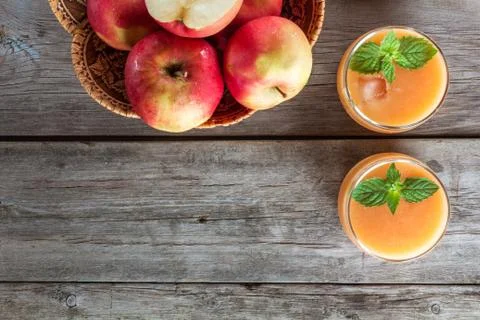 Two glasses of fruit smoothies Stock Photos