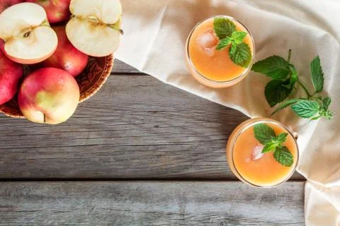 Two glasses of fruit smoothies Stock Photos