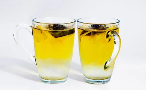 Two glasses of green tea Stock Photos