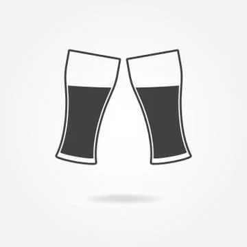 Two glasses isolated on white background. Cheers icon or sign. Vector  Stock Illustration
