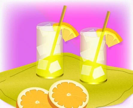 Two Glasses of Lemonade Background Illustration Stock Illustration