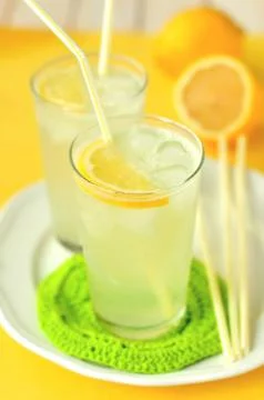 Two Glasses of Lemonade Stock Photos