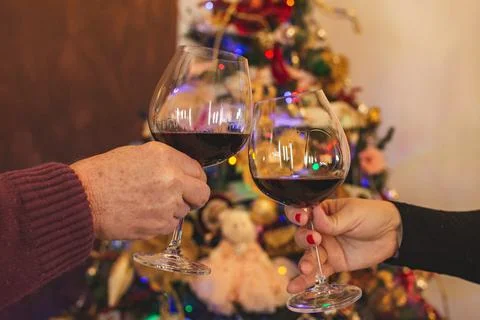 Two glasses making cheers Stock Photos