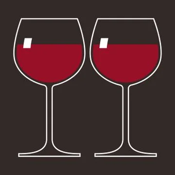 Two glasses of red wine Stock Illustration