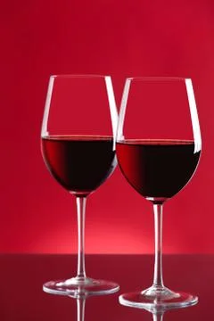 Two glasses of red wine Stock Photos