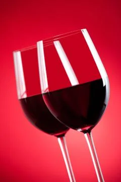 Two glasses of red wine Stock Photos
