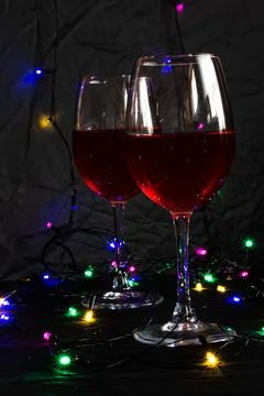 Two glasses of red wine on the table Stock Photos