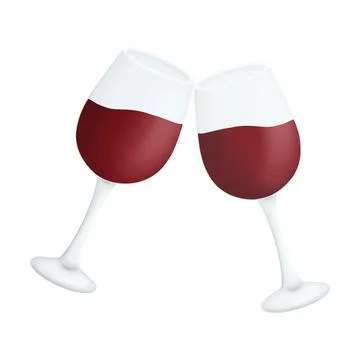 Two glasses red wine toasting party illustration isolated clipart Stock Illustration