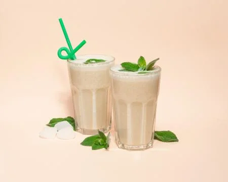 Two glasses of a refreshing cocktail with mint Stock Photos