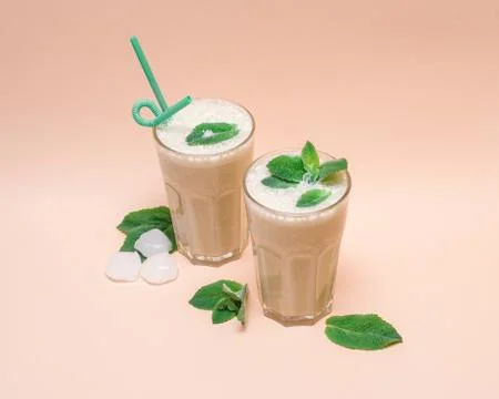 Two glasses of a refreshing cocktail with mint Stock Photos
