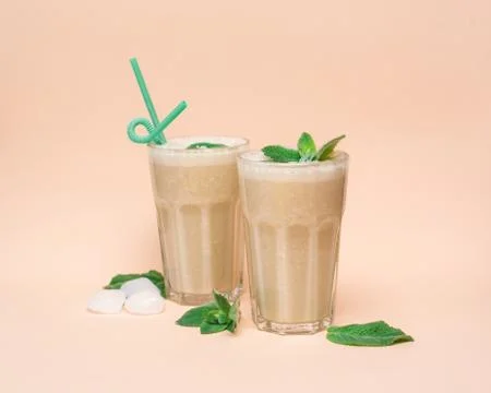 Two glasses of a refreshing cocktail with mint Stock Photos
