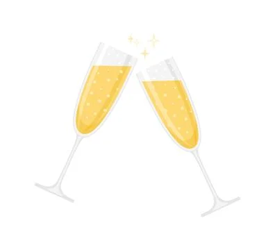 Two glasses of sparkling wine or champagne isolated on a white background Ilustração Stock